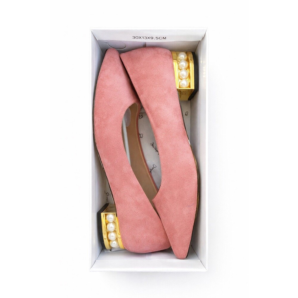 Qupid Melinda-02 Dusty Blush Pearl Block Heel Pumps – Size 10 NIB